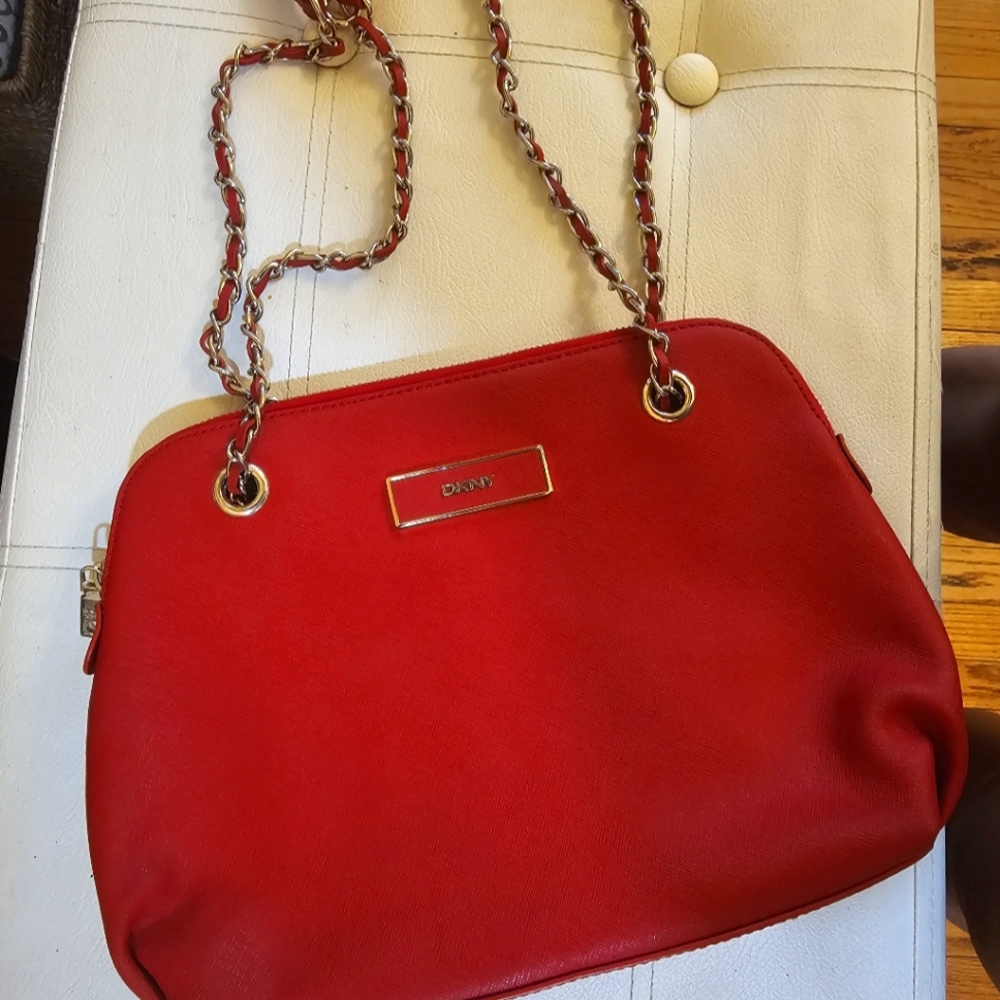 DKNY Saffiano Leather Red Bag